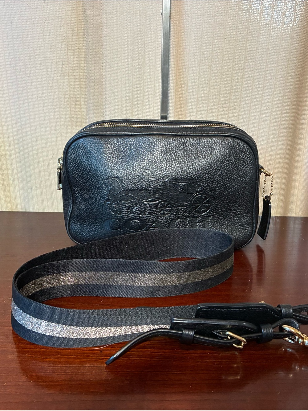 Coach Jes Double Zip Pebbled Leather Crossbody